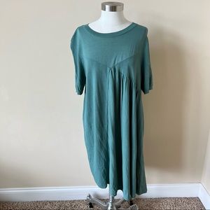 COS asymmetrical ribbed knit short sleeve dress aqua seafoam 5103